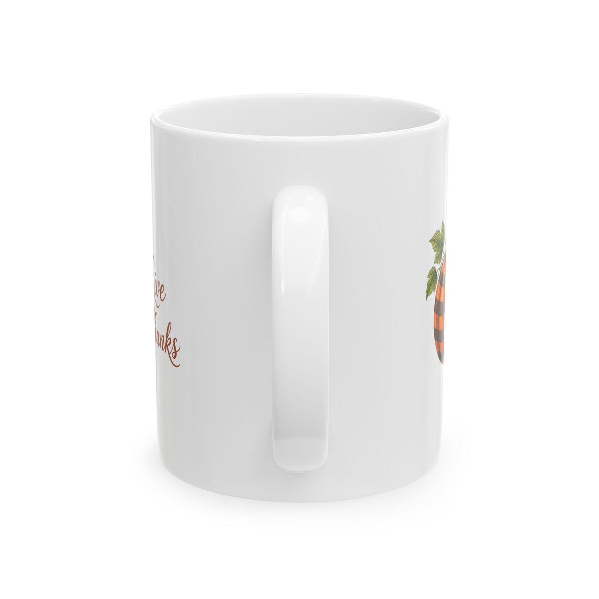 Give Thanks Plaid Pumpkin Mug