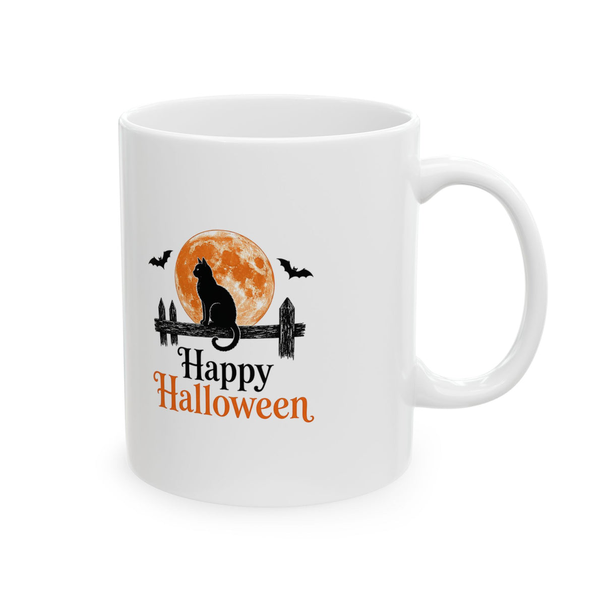Black Cat Happy Halloween Mug