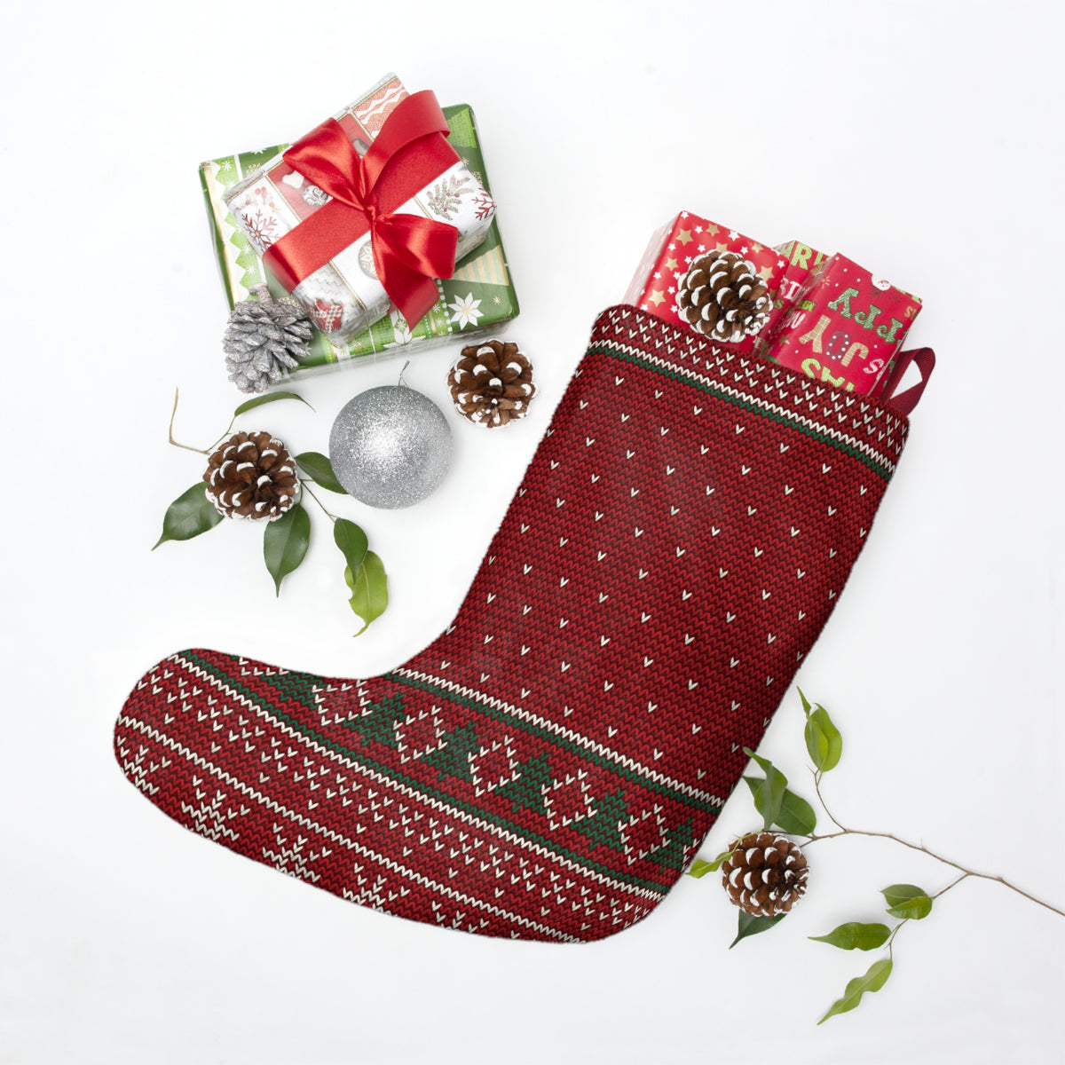 Cozy Knit Reindeer Stocking