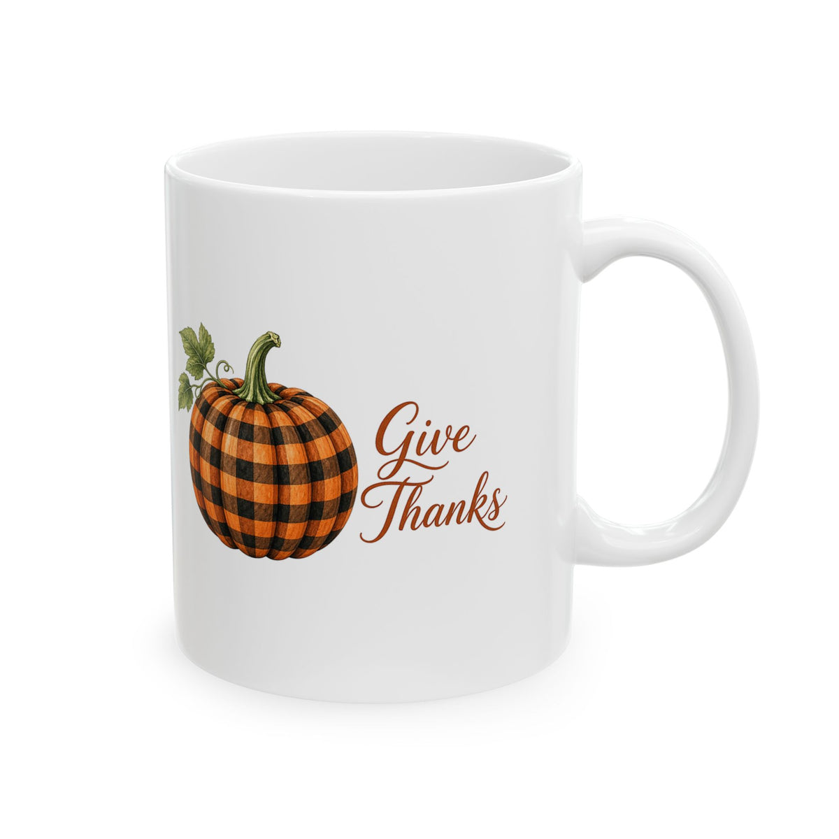 Give Thanks Plaid Pumpkin Mug
