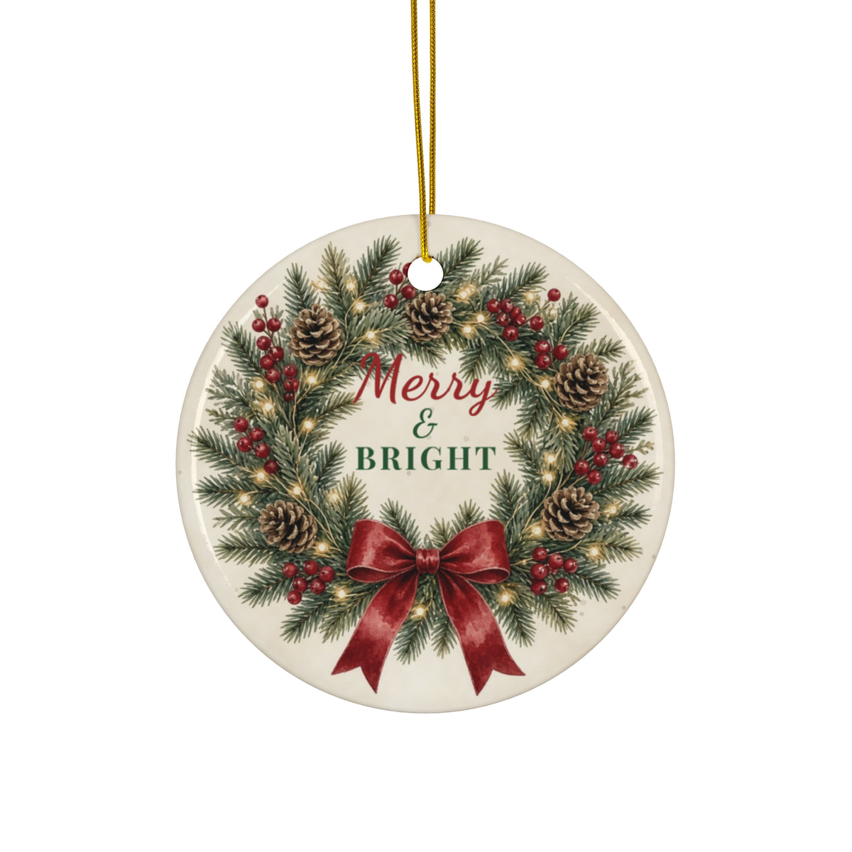 Merry & Bright Wreath Ornament