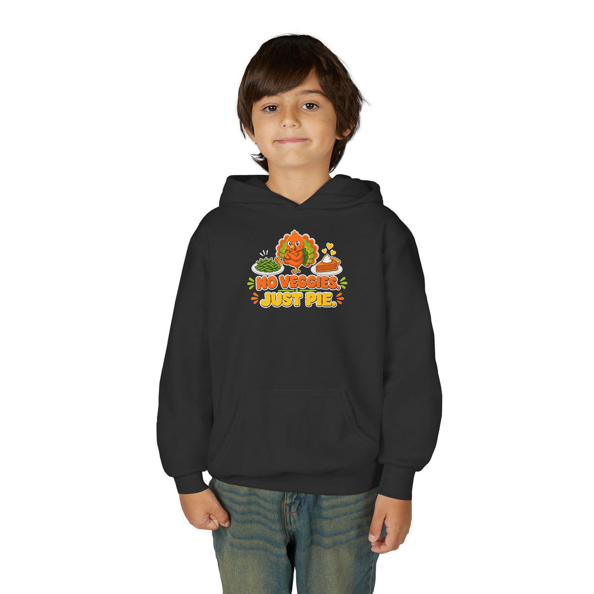 No Veggies Just Pie Kids Thanksgiving Hoodie