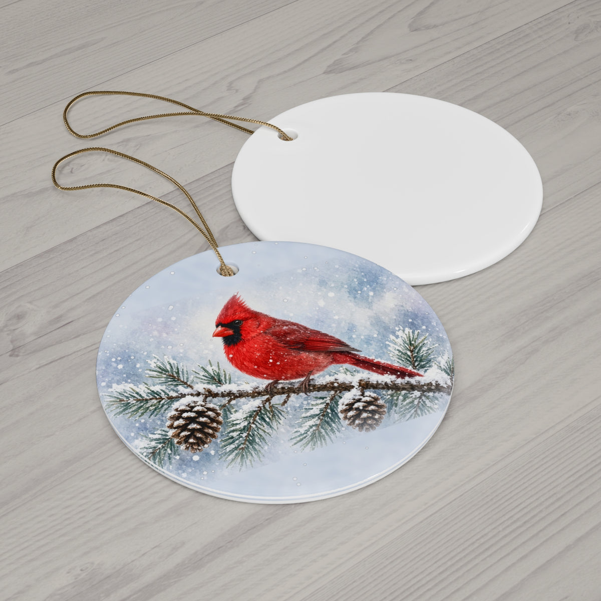 Cardinal Snowy Pine Ornament