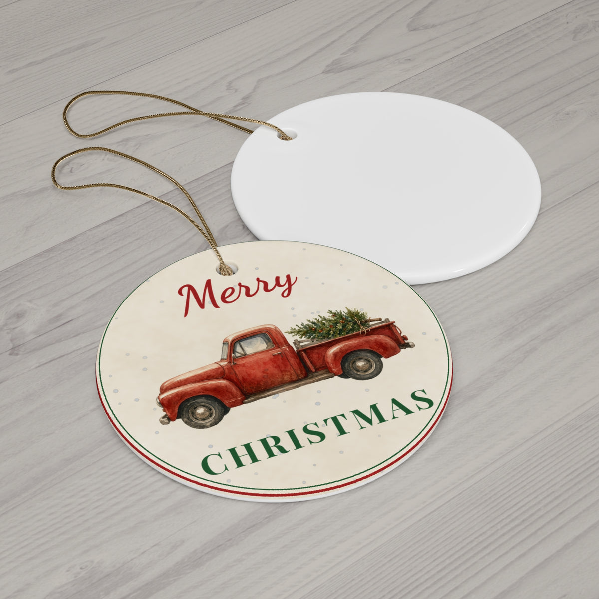 Red Truck Merry Christmas Ornament