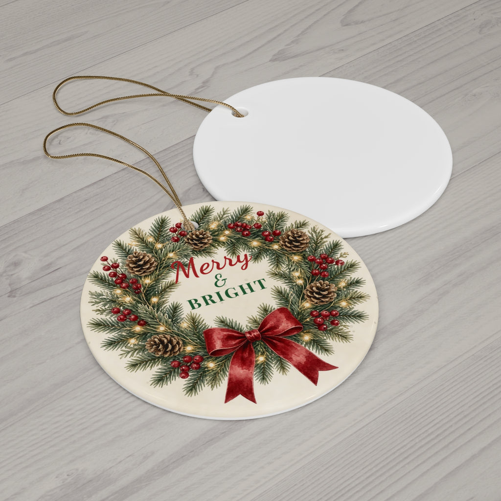 Merry & Bright Wreath Ornament
