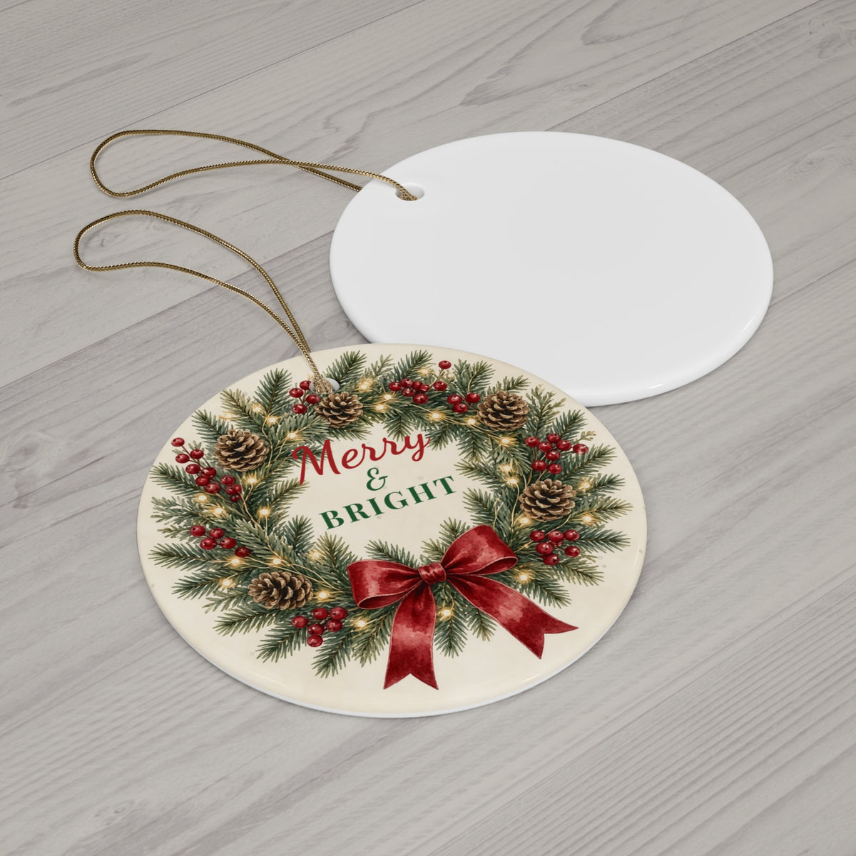 Merry & Bright Wreath Ornament