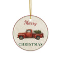Red Truck Merry Christmas Ornament
