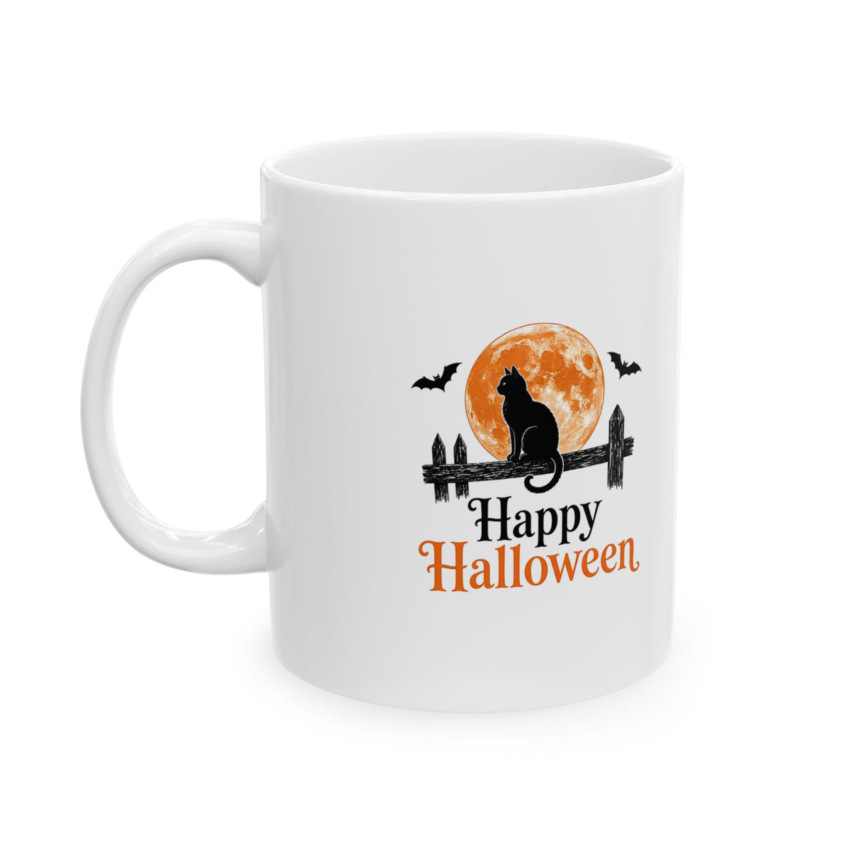 Black Cat Happy Halloween Mug